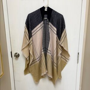 Plaid Fringe Poncho